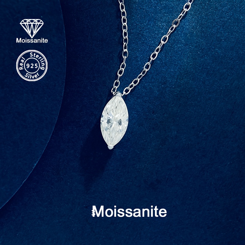 925 Silver Moissanite Water Drop Pendant Necklace for Women